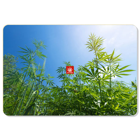 StonerDays The Great Outdoors Dab Mat with vibrant cannabis field design, polyester and rubber, 1/4" thick