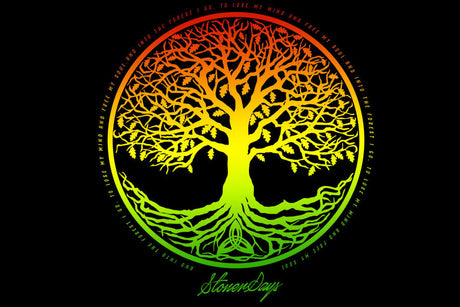 StonerDays Tree Of Life Rasta Dab Mat with vibrant red, yellow, and green colors, 12" x 8" size