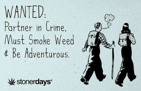 StonerDays Wanted Partner In Crime Hemp Card, 8.5" x 5.5" with retro design