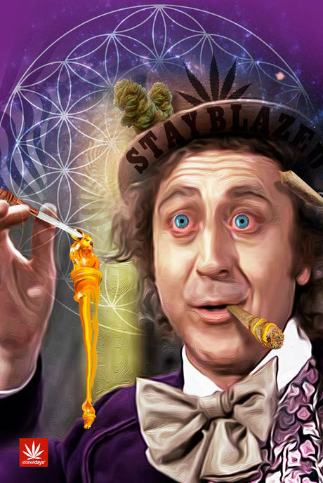 StonerDays Wonka Globstopper Dab Mat featuring vibrant Wonka-inspired art, 1/4" thick, for bongs and concentrates.
