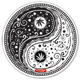 StonerDays Yin Yang Creativity Mat, 8" Diameter, Black & White Design with Cannabis Leaf Motif