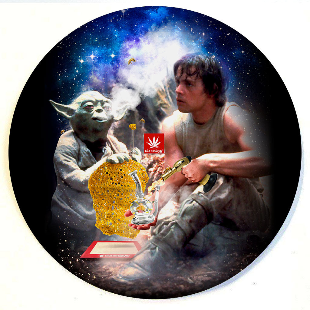 StonerDays Yoda-skywalker 8" Dab Mat with Starry Space Design, Polyester & Rubber