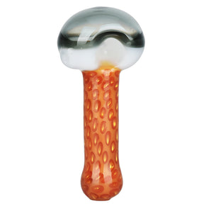 Stratus Honeycomb Spoon Pipe in Amber - Compact 4.25" Borosilicate Glass for Dry Herbs, Front View