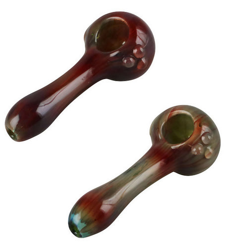 River Rock Streaked Spoon Pipe, 4.25" Heavy Wall Borosilicate Glass, For Dry Herbs - Top View