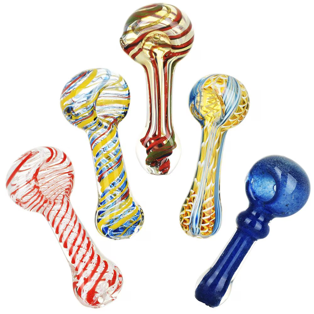 Strident Striped Glass Spoon Pipe Assortment | 3.5" | 20ct Bundle