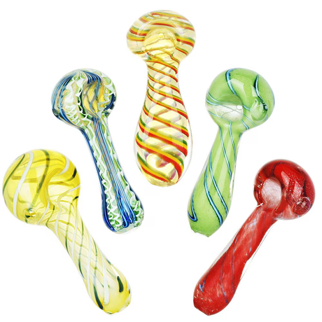 Strident Striped Glass Spoon Pipe Assortment | 3.5" | 20ct Bundle