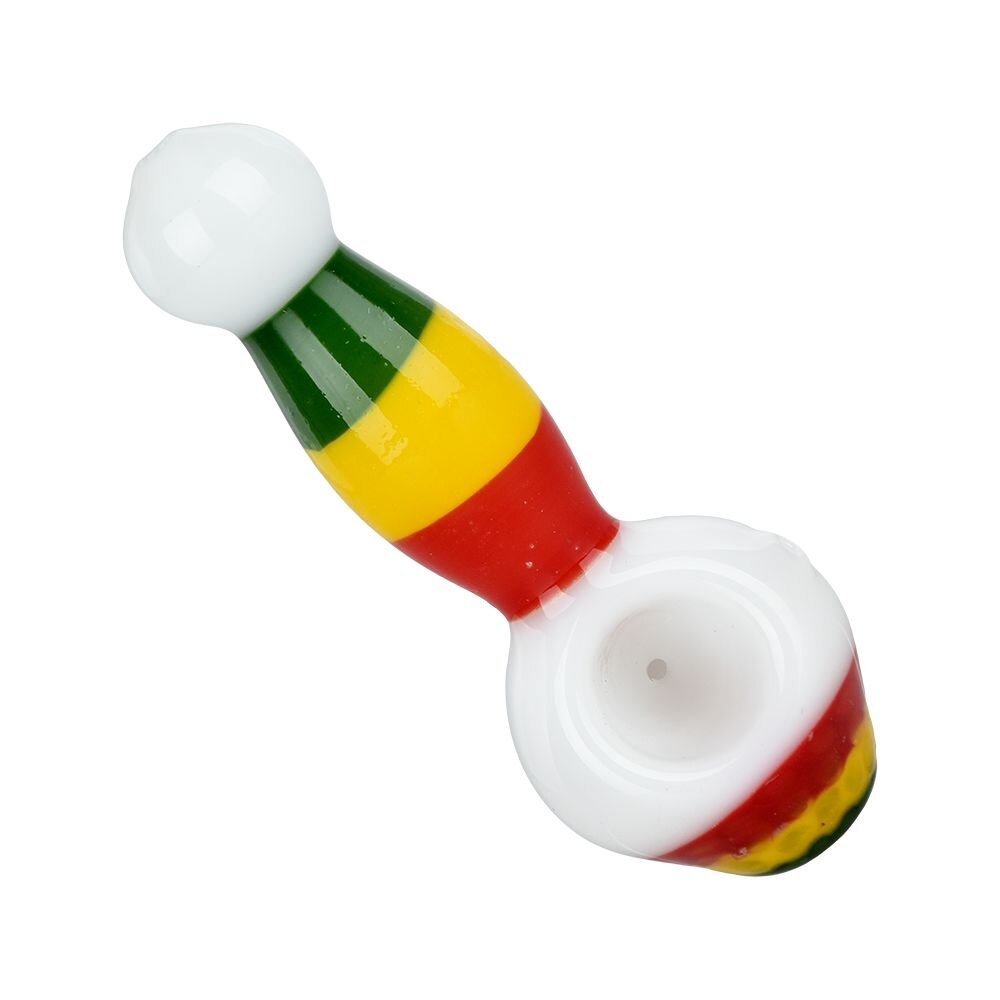 Striped Golf Ball Glass Spoon Pipe | 5.25" | Assorted Colors | 10ct Bundle