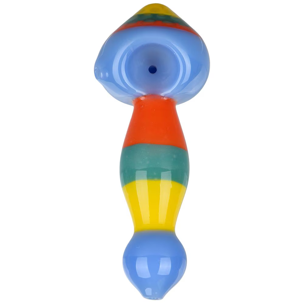 Striped Golf Ball Glass Spoon Pipe | 5.25" | Assorted Colors | 10ct Bundle