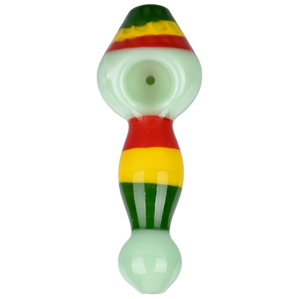 Striped Golf Ball Glass Spoon Pipe | 5.25" | Assorted Colors | 10ct Bundle