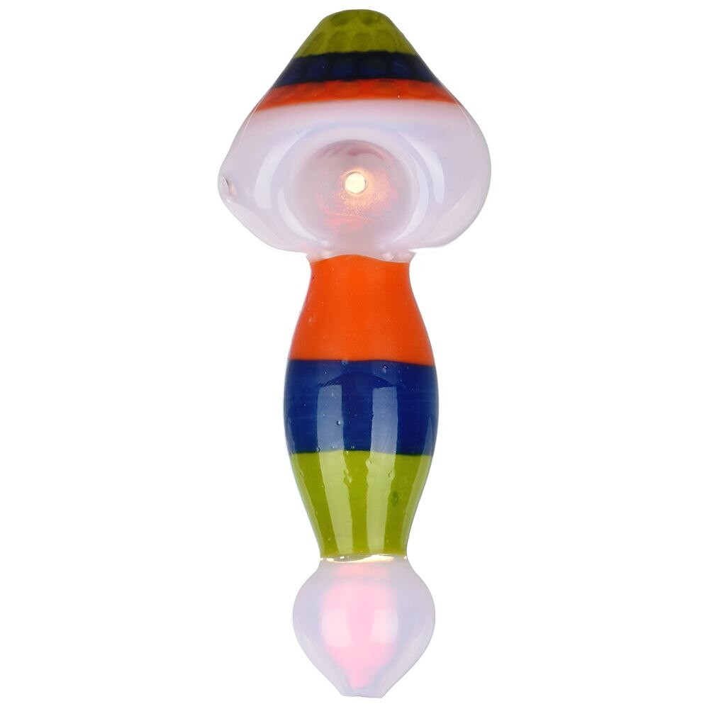 Striped Golf Ball Glass Spoon Pipe | 5.25" | Assorted Colors | 10ct Bundle