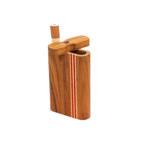 Striped Light Wood Dugout with Slide Top and Cigarette Bat - Front View