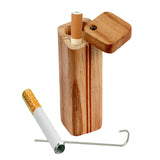Striped Square Wood Dugout with Poker and Chillum, Portable Design for Dry Herbs, 3.75" Size