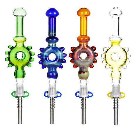 Colorful Studded Donut Dab Straws with Titanium Tips, 7.5" for Concentrates - Front View