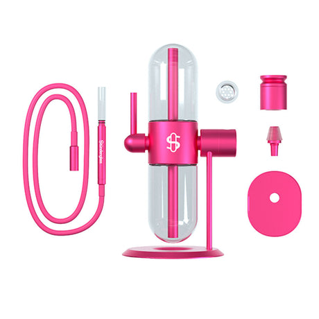 Stündenglass Gravity Infuser Water Pipe in Pink - 15" with 1-Hose, 90 Degree Joint