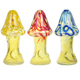 Trio of Stylish Roped Mushroom Hand Pipes in Borosilicate Glass, Front View
