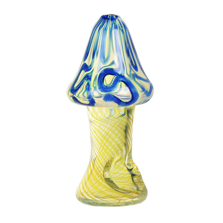 Borosilicate glass hand pipe with stylish roped design and mushroom shape, front view