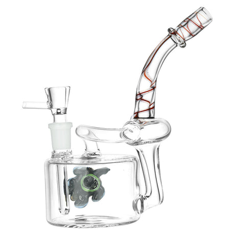 Clear Borosilicate Glass Recycler Water Pipe with Sea Turtle Design and 14mm Female Joint