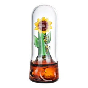 Sunflower Sanctuary 5.75" Terrarium Hand Pipe with Multicolor Design, Front View