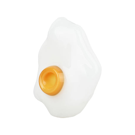 Sunny Side Up Egg Glass Hand Pipe, Clear Borosilicate, Novelty Design, Top View, 3.75"