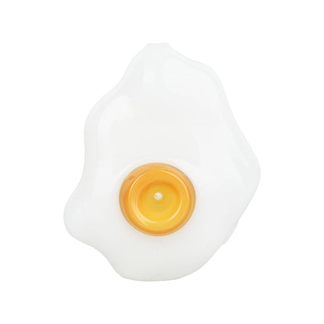 Sunny Side Up Egg Glass Hand Pipe, Borosilicate, Clear, Fun Novelty Design, 3.75" Top View