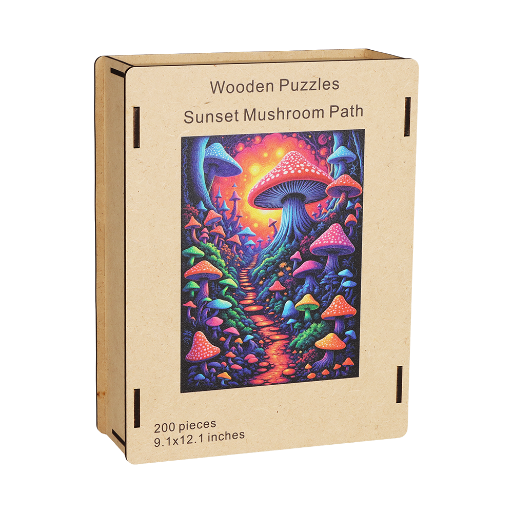 Sunset Mushroom Path Whimsy Wooden Puzzle | 200 Pieces