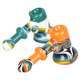 Synesthesia Hammer-Style Bubbler Pipes in Borosilicate Glass with Swirl Design, 5.75" Length