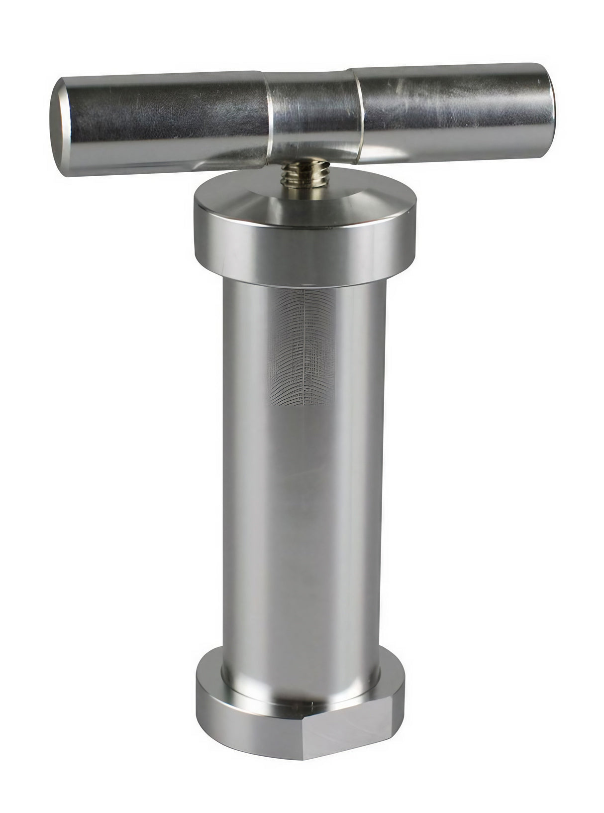 T-Style Aluminum Pollen Press, 5.5" Compact Design, Portable, Front View on White Background