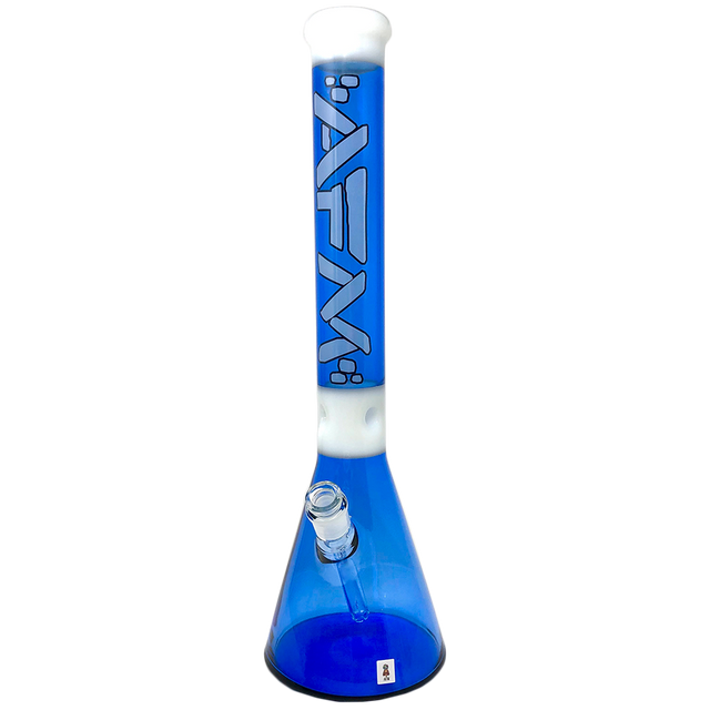 18" AFM Pulsar Ink Blue Glass Beaker Bong with 14mm Female Joint - Front View