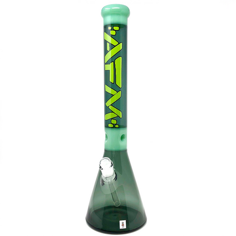 18" AFM Pulsar Glass Beaker Bong in Smokey/Mint with 14mm Female Joint - Front View