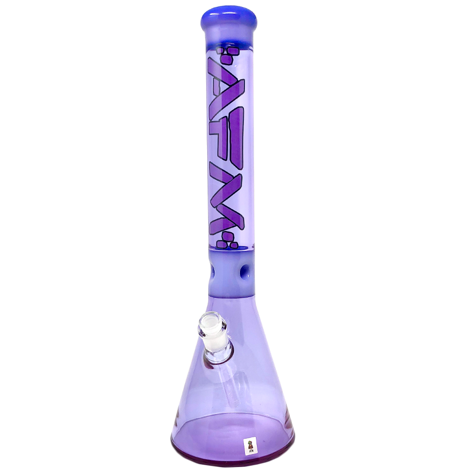 18" AFM Pulsar Purple Glass Beaker Bong with 14mm Female Joint and Bent Neck