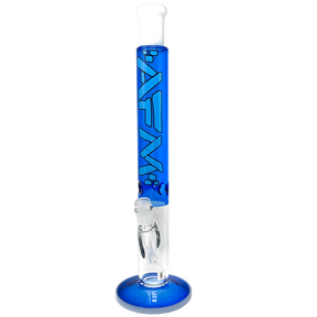 AFM 18" Lightbeam Ink Blue Straight Tube Bong with Showerhead Perc, Front View on White Background