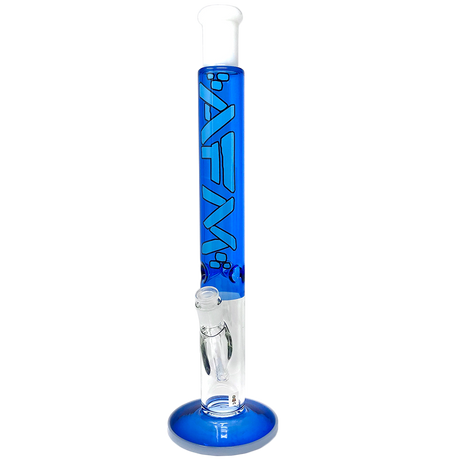 AFM 18" Lightbeam Ink Blue Straight Tube Bong with Showerhead Perc, Front View on White Background