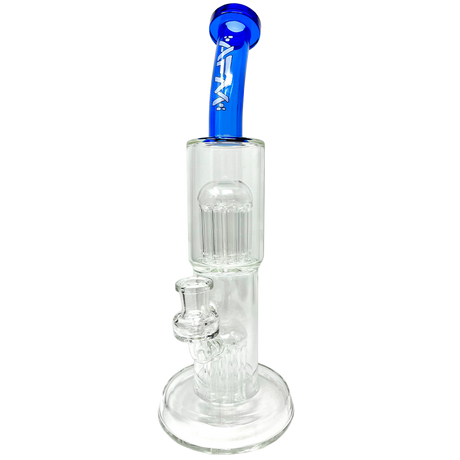 AFM Glass 12" Double Cosmos Dab Rig with Showerhead Perc, Bent Neck & Clear Glass