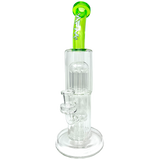 12" AFM Glass Double Cosmos Dab Rig with Showerhead Perc and Bent Neck, Front View