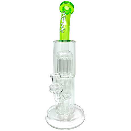 12" AFM Glass Double Cosmos Dab Rig with Showerhead Perc and Bent Neck, Front View