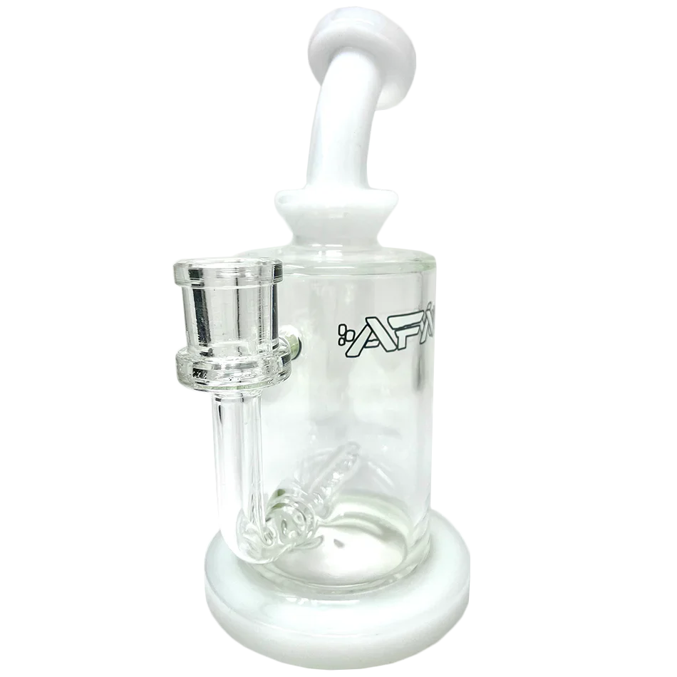 AFM 8" Milky Inline Perc Glass Dab Rig with Bent Neck and 14mm Female Joint