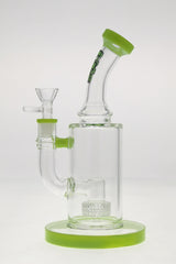 TAG 10" Bent Neck Bong with Matrix Diffuser in Slyme Green, 14MM Female Joint, Front View