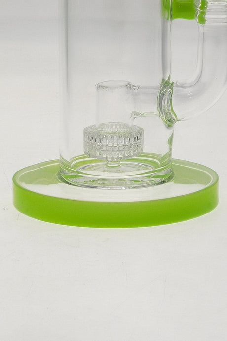 TAG 10" Bent Neck Bong with Slyme Green Base and Matrix Diffuser, Close-up Side View