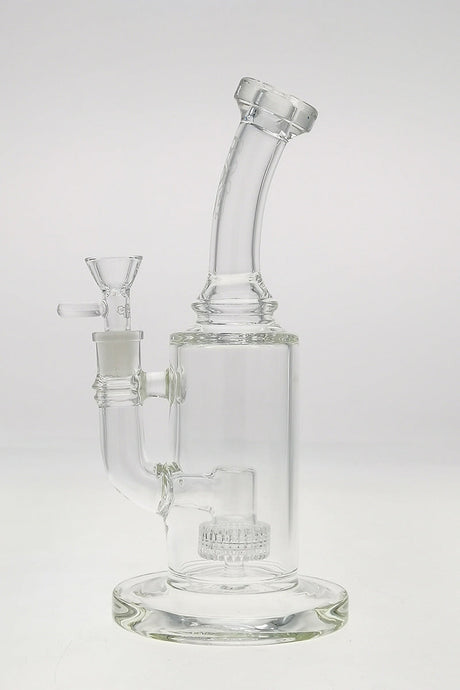 TAG 10" Bent Neck Bong with Matrix Diffuser, 14MM Female Joint, Clear Borosilicate Glass, Front View