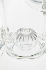 Close-up of TAG 10" Klein Incycler's super slit puck percolator in clear borosilicate glass