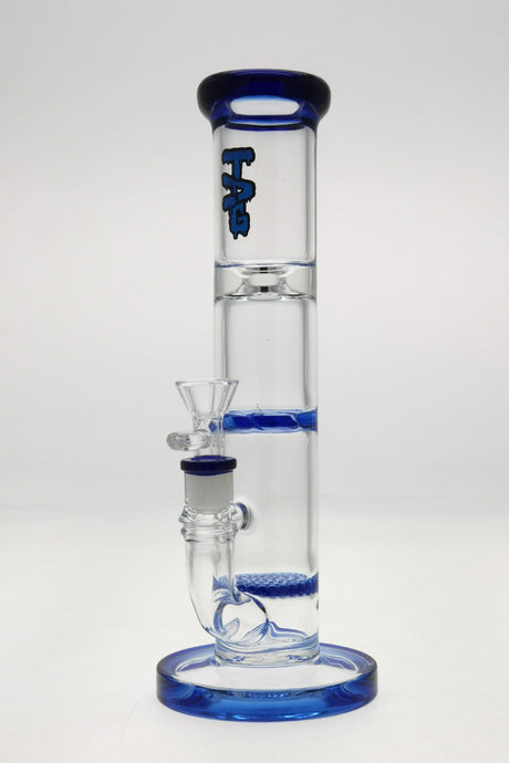 TAG 10" Blue Honeycomb Percolator Bong with Spinning Splash Guard, Front View