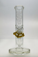 TAG 10" Straight Tube Bong, 44x4MM, Clear Glass, Front View with 18/14MM Downstem