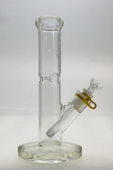 TAG 10" Clear Straight Tube Glass Bong with 18/14MM Downstem Front View