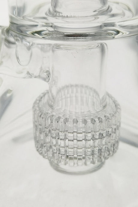Close-up of TAG 10.5" Double Super Slit Matrix Percolator on Clear Beaker Bong