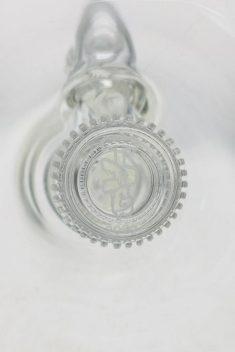 TAG 10.5" Double Super Slit Matrix Bellow Bong, Clear, Top Down View, 14MM Female