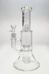 TAG 10.5" Clear Beaker Bong with Double Super Slit Matrix Percolator Front View