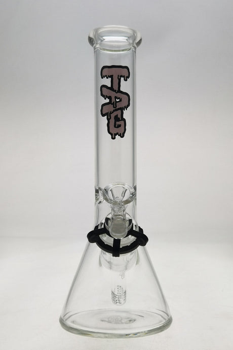TAG 12" Clear Beaker Bong 44x4MM with 18/14MM Downstem front view on white background