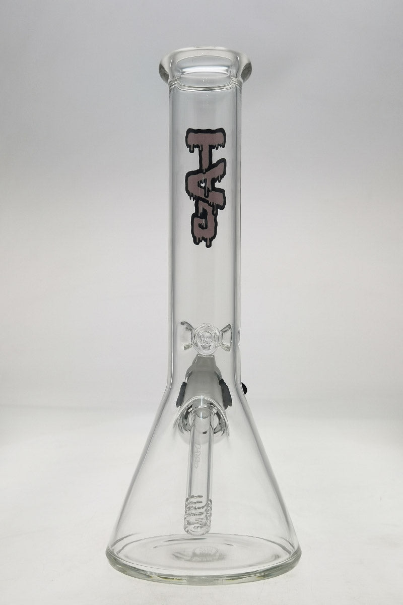 TAG 12" Clear Beaker Bong with 4MM Thickness and 18/14MM Downstem Front View