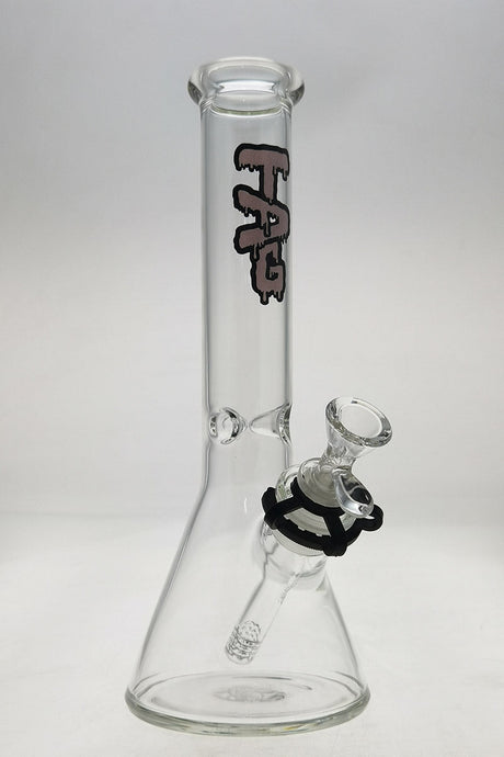 TAG 12" Clear Beaker Bong with Black Logo, 44x4MM Glass, 18/14MM Downstem