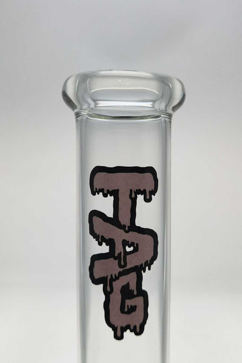 Thick Ass Glass 12" Beaker Bong, Clear Quartz, 44x4MM with Downstem, Front View